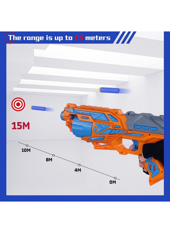 2 Pack Toy Foam Blaster Gun, Blaster Toy Gun With 2 Wristbands And 80 Pcs Refill Darts 6-Dart Rotating Drum Toy Blaster Compatible With Nerf Gun Birthday Gift For Kids Age 6+