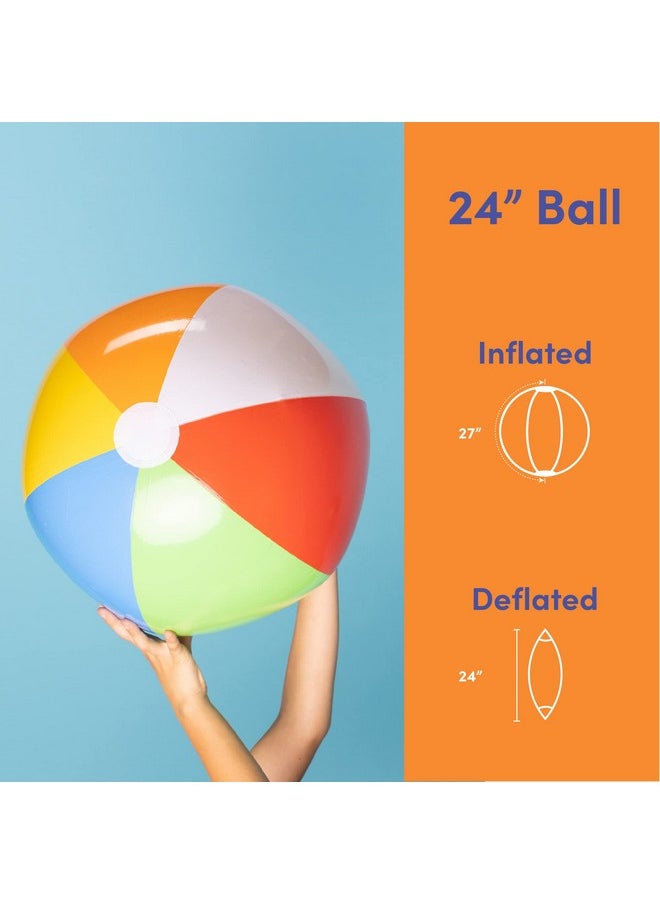 Large Beach Balls Bulk Beach Balls - Big Inflatable Beach Balls 24 Inch For Kids, Pool, Summer Beach Party Favors & Water Games Beachball - Large Beach Ball Jumbo Beach Balls Blow Up Ball