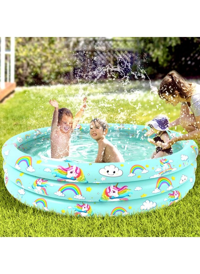 Inflatable Baby Kiddie Pool - Kids Paddling Pool Toddler Baby Swimming Pool Blow Up Ball Pit Pool Infant Wading Pool For Backyard (51In Unicorn)