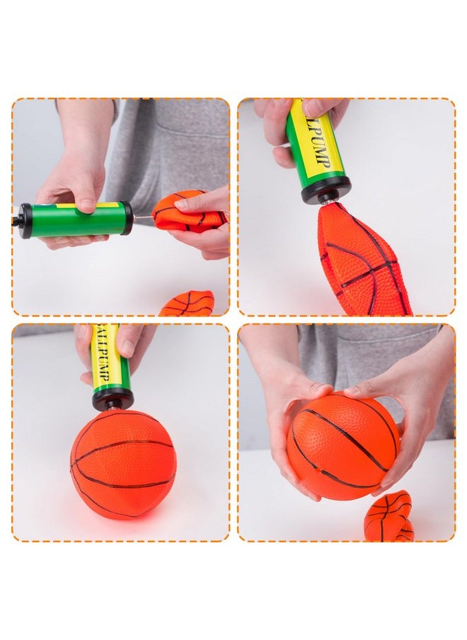6Pcs Mini Basketballs, Inflatable Basketball Rubber Basketballs With Pump For Over Door Mini Hoop For Kids Adults Indoor Outdoor Play, For Kids, Christmas Party Favors