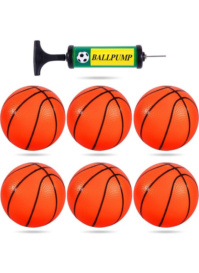 6Pcs Mini Basketballs, Inflatable Basketball Rubber Basketballs With Pump For Over Door Mini Hoop For Kids Adults Indoor Outdoor Play, For Kids, Christmas Party Favors