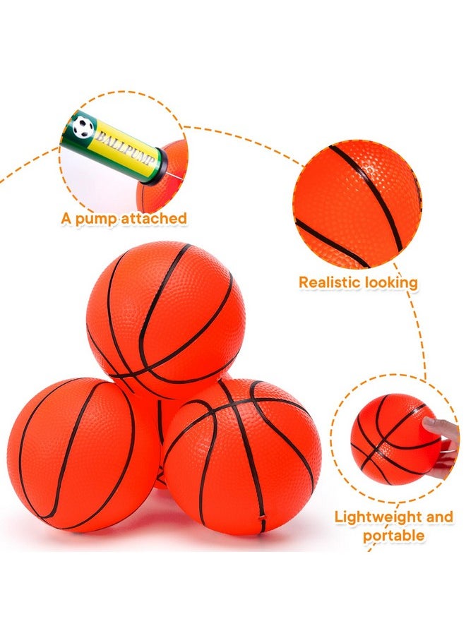 6Pcs Mini Basketballs, Inflatable Basketball Rubber Basketballs With Pump For Over Door Mini Hoop For Kids Adults Indoor Outdoor Play, For Kids, Christmas Party Favors