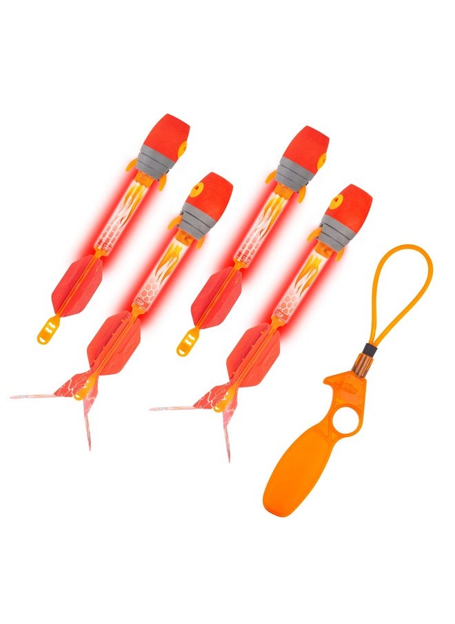 Firetek Rocket Combo Pack, Light-Up Toys Include 2 Firetek Rockets (Fly Up To 250 Feet), 2 Firetek Copters (Fly Up To 150 Feet) And 1 Rip Zip Launcher, For Kids Ages 8 And Up
