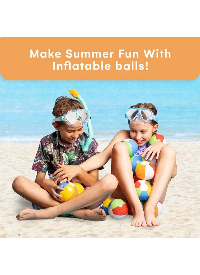 Mini Beach Balls Bulk Pack - 5-Inch Inflatable Rainbow Beach Balls For Kids - Ideal For Pool Toys, Beach Theme Party Decorations, Summer Fun, And Outdoor Games - Easy To Inflate - Pack Of 25