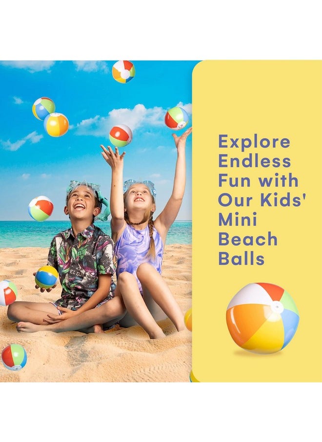 Mini Beach Balls Bulk Pack - 5-Inch Inflatable Rainbow Beach Balls For Kids - Ideal For Pool Toys, Beach Theme Party Decorations, Summer Fun, And Outdoor Games - Easy To Inflate - Pack Of 25