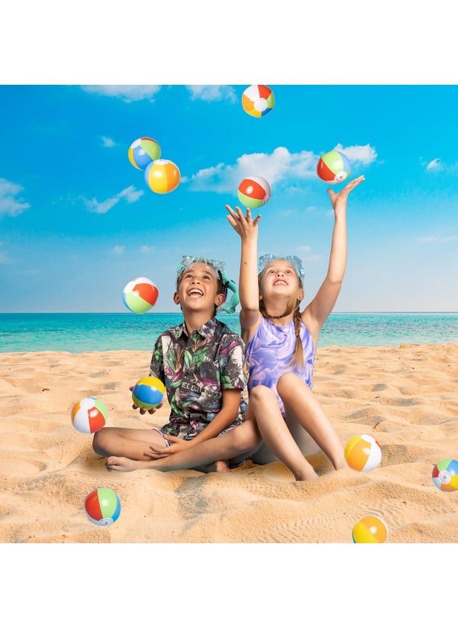 Mini Beach Balls Bulk Pack - 5-Inch Inflatable Rainbow Beach Balls For Kids - Ideal For Pool Toys, Beach Theme Party Decorations, Summer Fun, And Outdoor Games - Easy To Inflate - Pack Of 25