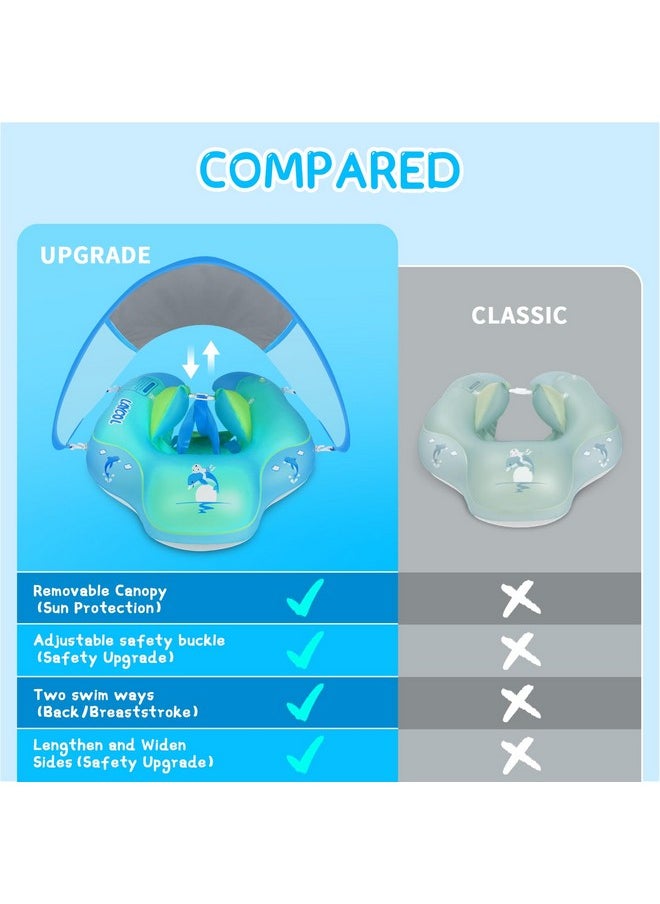 Baby Swimming Float With Upf50+ Sun Canopy Baby Floats For Pool No Flip Overbaby Pool For Baby Age Of 3-36 Months (Blue, L)