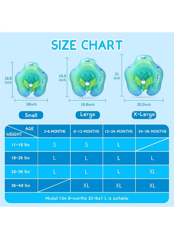 Baby Swimming Float With Upf50+ Sun Canopy Baby Floats For Pool No Flip Overbaby Pool For Baby Age Of 3-36 Months (Blue, L)