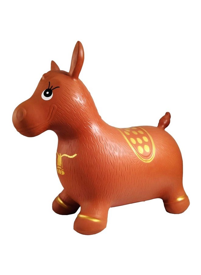 Horse Bouncer With Hand Pump, Inflatable Space Hopper, Ride-On Bouncy Animal (Brown)