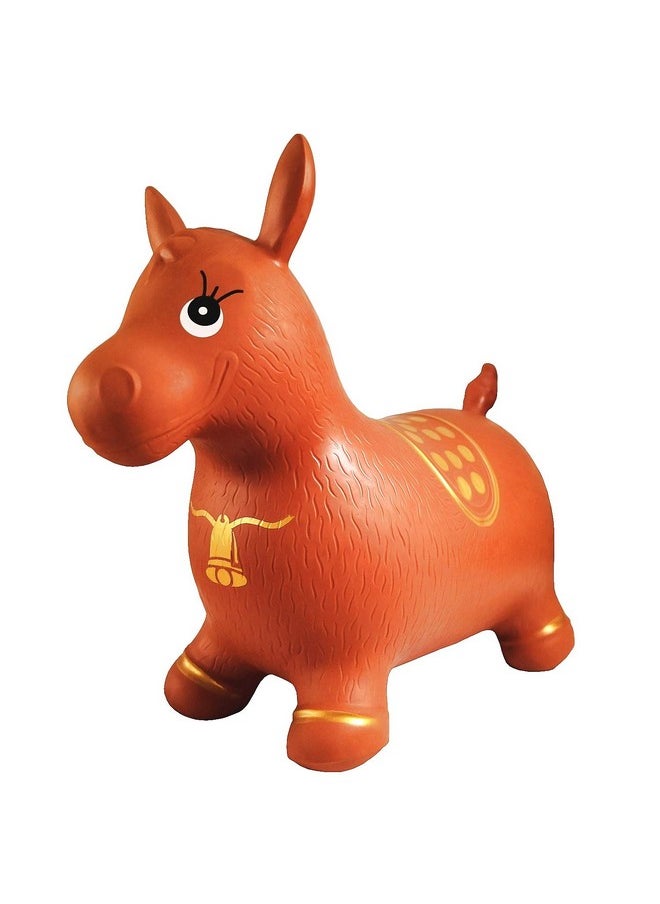 Horse Bouncer With Hand Pump, Inflatable Space Hopper, Ride-On Bouncy Animal (Brown)