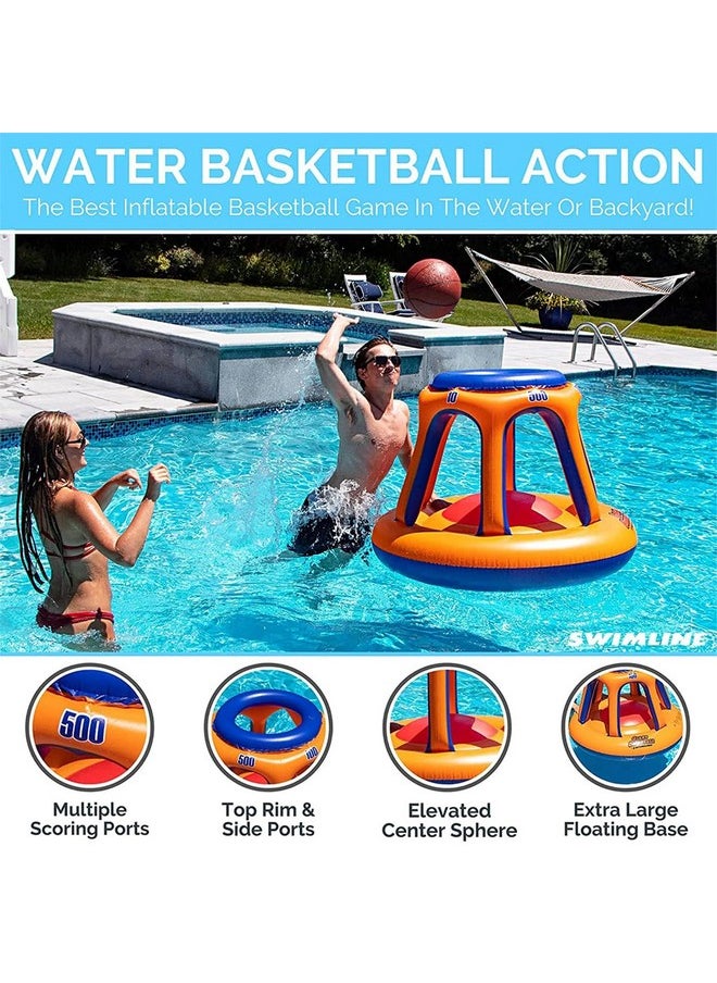 Inflatable Pool Basketball Hoop Floating Or Poolside Game Giant Shootball Multiple Scoring Ports For Kids & Adults Swimming Splash Hoops With Water Basketball Pools Toy Outdoor Summer Hoops