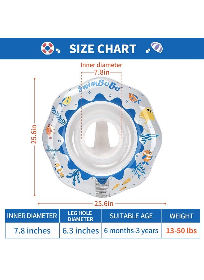Inflatable Baby Swimming Float With Safe Seat For Age 6-36 Months Toddler (White Ocean)