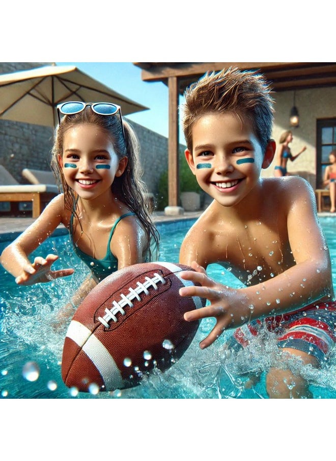 3-Pack 8-Inch Waterproof Footballs For Pool, Beach, & Backyard - Ideal For Water & Land Play - Inflatable Toy Balls With Air Pump - Outdoor Fun, Pee-Wee Junior Size For Kids & Teens (Brown)