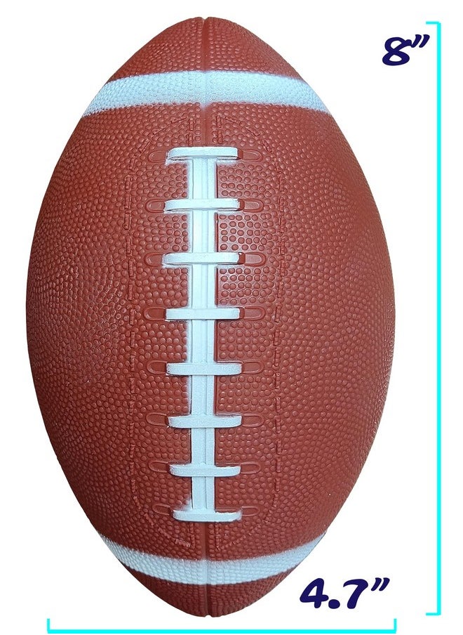 3-Pack 8-Inch Waterproof Footballs For Pool, Beach, & Backyard - Ideal For Water & Land Play - Inflatable Toy Balls With Air Pump - Outdoor Fun, Pee-Wee Junior Size For Kids & Teens (Brown)