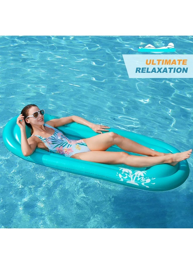 Inflatable Pool Lounger Float - Pool Float Stable Relaxing Water Hammock Floatie For Swimming Pool Tanning Lounge Floating Pool Party Toy For Adults Kids (Blue W Mesh)