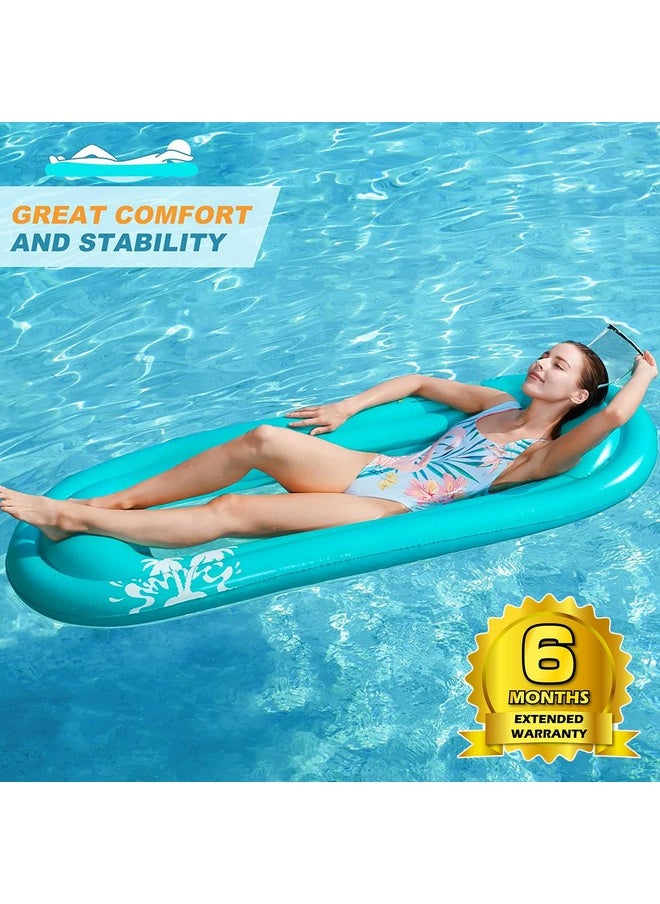 Inflatable Pool Lounger Float - Pool Float Stable Relaxing Water Hammock Floatie For Swimming Pool Tanning Lounge Floating Pool Party Toy For Adults Kids (Blue W Mesh)