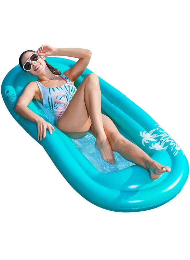 Inflatable Pool Lounger Float - Pool Float Stable Relaxing Water Hammock Floatie For Swimming Pool Tanning Lounge Floating Pool Party Toy For Adults Kids (Blue W Mesh)