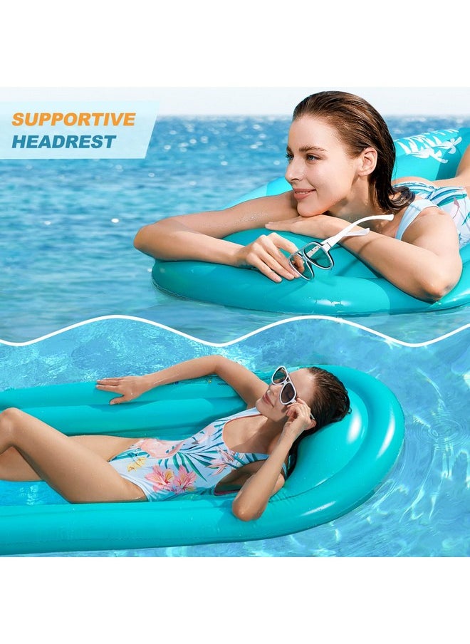 Inflatable Pool Lounger Float - Pool Float Stable Relaxing Water Hammock Floatie For Swimming Pool Tanning Lounge Floating Pool Party Toy For Adults Kids (Blue W Mesh)