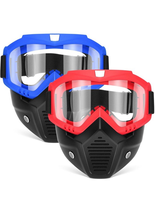 2 Pack Tactical Mask With Goggles Compatible With Nerf Rival, Apollo, Zeus, Khaos, Atlas, & Artemis Blasters Rival Mask Red & Blue