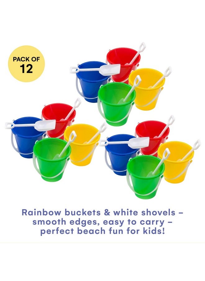 12-Piece Sand Toy Set - Durable & Imaginative Beach Play Kit With Colorful Buckets & White Shovels. Perfect For Kids Ages 3-5, Beach Parties, Outdoor Fun Gift For Young Beach Enthusiasts