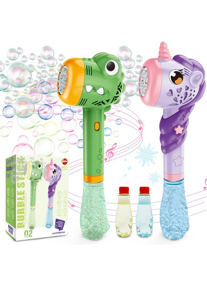 2Pcs Automatic Bubble Wands, Bubble Maker Gun With Light & Music For Girls Boys, Fantasty Bubble Maker Machine With 2 Bubble Refill Solution, Party Wedding Birthday Gift For Toddlers Kids