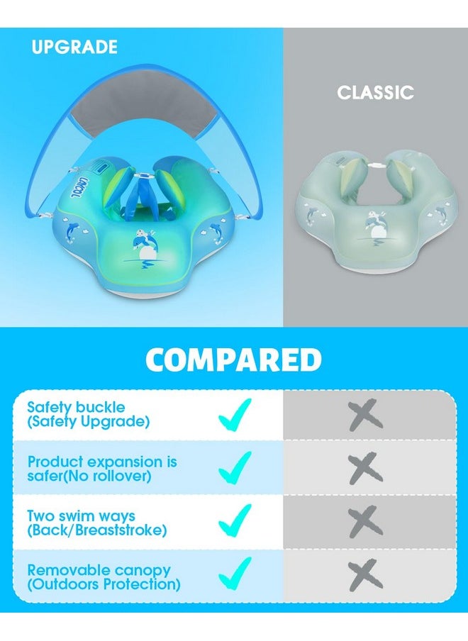 Baby Swimming Float Inflatable Baby Pool Float Ring Newest With Sun Protection Canopy,Add Tail No Flip Over For Age Of 3-36 Months