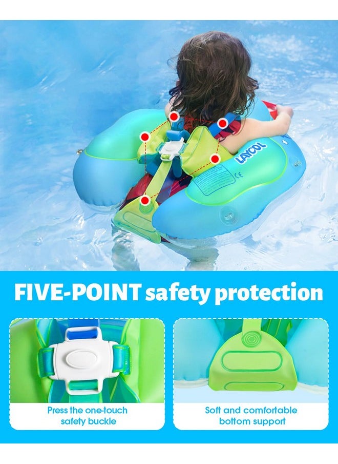 Baby Swimming Float Inflatable Baby Pool Float Ring Newest With Sun Protection Canopy,Add Tail No Flip Over For Age Of 3-36 Months