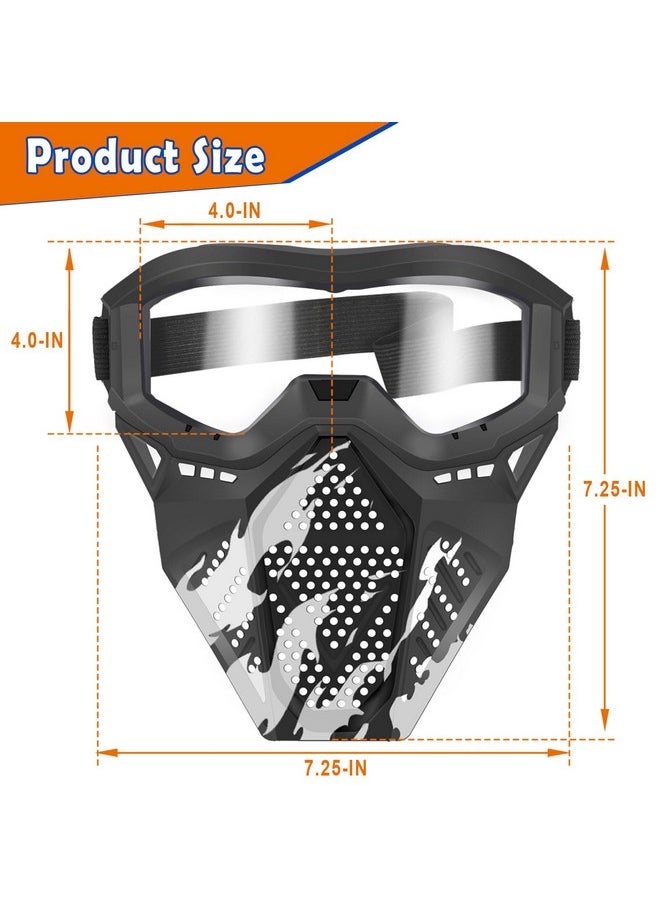 4 Pack Tactical Mask For Kids, Safety Goggles Compatible With Nerf Rival, Apollo, Zeus, Khaos, Atlas, & Artemis Blasters Age 8+ Years Old