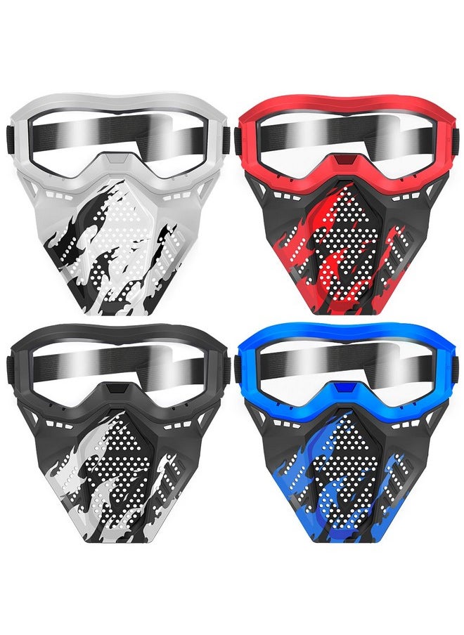 4 Pack Tactical Mask For Kids, Safety Goggles Compatible With Nerf Rival, Apollo, Zeus, Khaos, Atlas, & Artemis Blasters Age 8+ Years Old