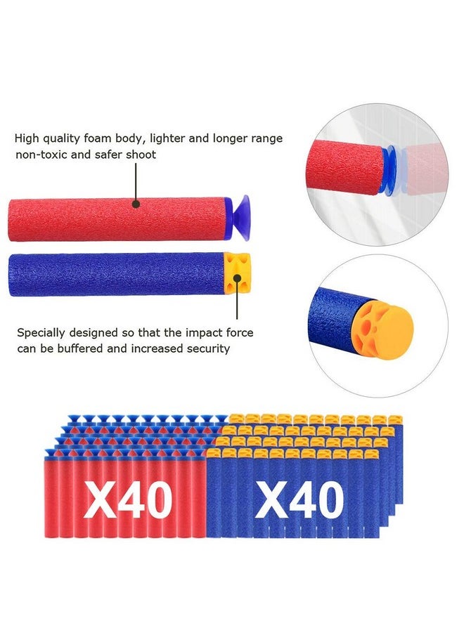 4 Pack Blaster Guns Compatible With Nerf Guns Bullets, Toy Guns For Boys Girls With 80 Pack Foam Refill Darts, Hand Gun Toys For 6+ Year Old Kids Birthday Christmas
