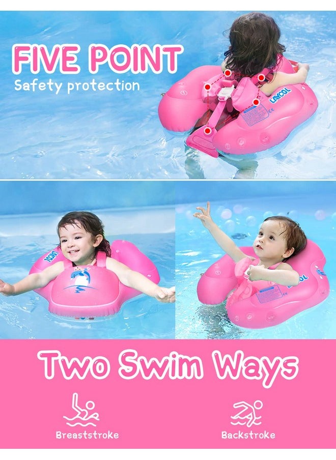 Baby Swimming Float With Upf50+ Sun Canopy Baby Floats For Pool No Flip Overbaby Pool For Baby Age Of 3-36 Months (Pink, L)