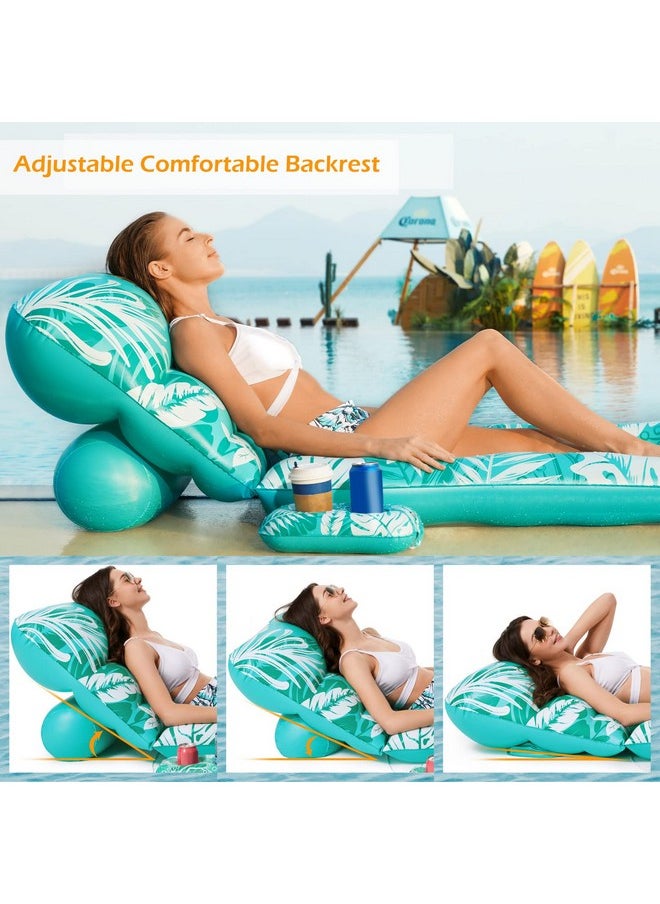 Inflatable Pool Float Adult - Pool Floaties Lounger Floats Floating Chair Raft With Adjustable Backrest Cup Holders Water Floaty Lake Lounge Tanning Floats Beach Party Toys For Adults Kids