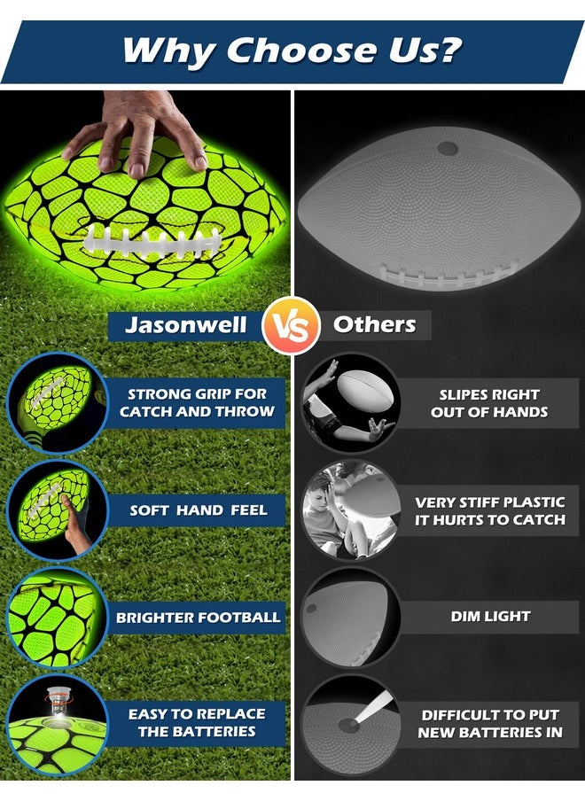 Glow In The Dark Football - Strong Grip Light Up Football Toy Stuff Sports Balls For Boys Kids Teenage Junior Youth Adult Outdoor Christmas Birthday Gifts For Age 6-8 8-12 13 + Year Old No.9