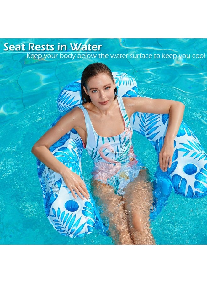 Inflatable Pool Float Chair - Floating Pool Chair Lounge Floats For Swimming Pool Water Chair Pool Lounger With Cup Holder Pool Toy Party Floaties For Adults