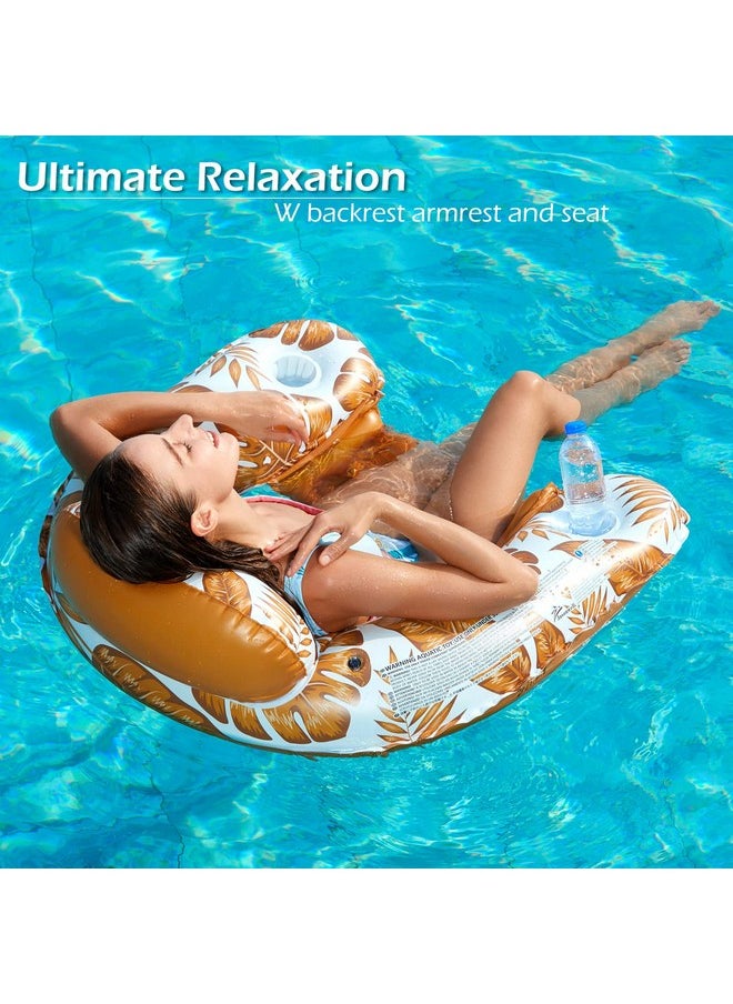 Inflatable Pool Float Chair - Floating Pool Chair Lounge Floats For Swimming Pool Water Chair Pool Lounger With Cup Holder Pool Toy Party Floaties For Adults