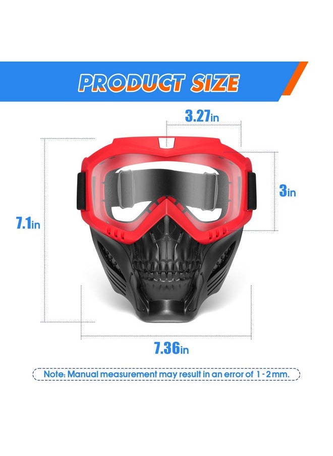 Tactical Masks Compatible With Nerf Rival, Apollo, Zeus, Khaos, Atlas, & Artemis Blasters, Detachable Mask And Goggles For Kids (Red+Blue)