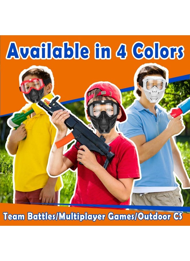 Tactical Masks Compatible With Nerf Rival, Apollo, Zeus, Khaos, Atlas, & Artemis Blasters, Detachable Mask And Goggles For Kids (Red+Blue)