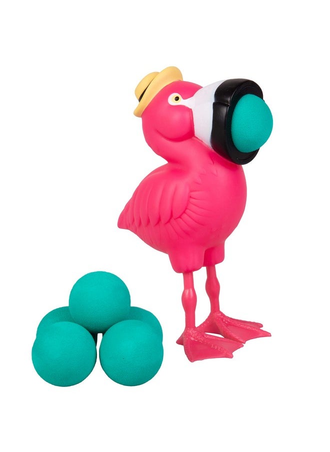 Flamingo Ball Popper Toy - Christmas Stocking Stuffer Includes 4 Soft Foam Balls - Squeeze To Pop Air Powered Balls Up To 20 Feet - Safe For Indoor/Outdoor Play - Gift For Kids, Girls, Boys