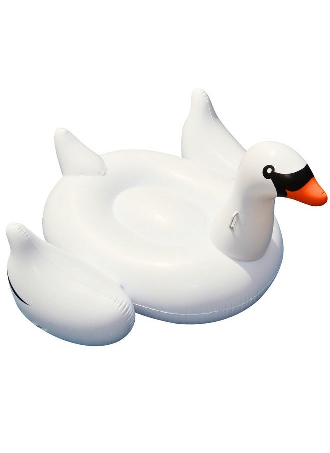 Original 90621 Giant Inflatable Swan Pool Float Floatie Ride-On Lounge W/ Stable Legs Wings Large Rideable Blow Up Summer Beach Swimming Party Lounge Big Raft Tube Decoration Toys Kids Adults