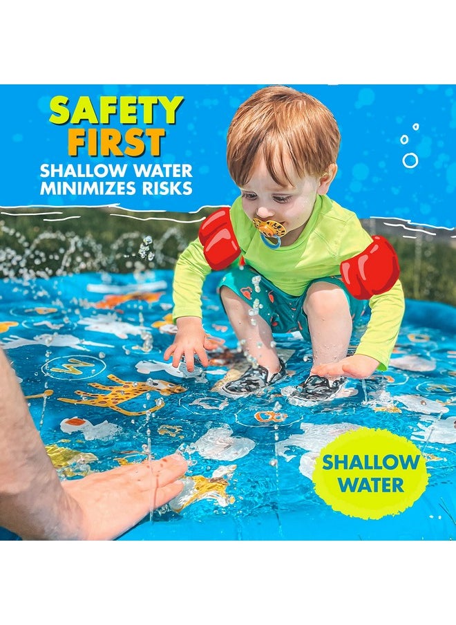 3-In-1 Splash Pad, Sprinkler For Kids & Baby Pool For Learning - Toddler Sprinkler Pool, 60’’ Outside Water Toys - “From A To Z” Outdoor Play Mat For Babies & Toddlers