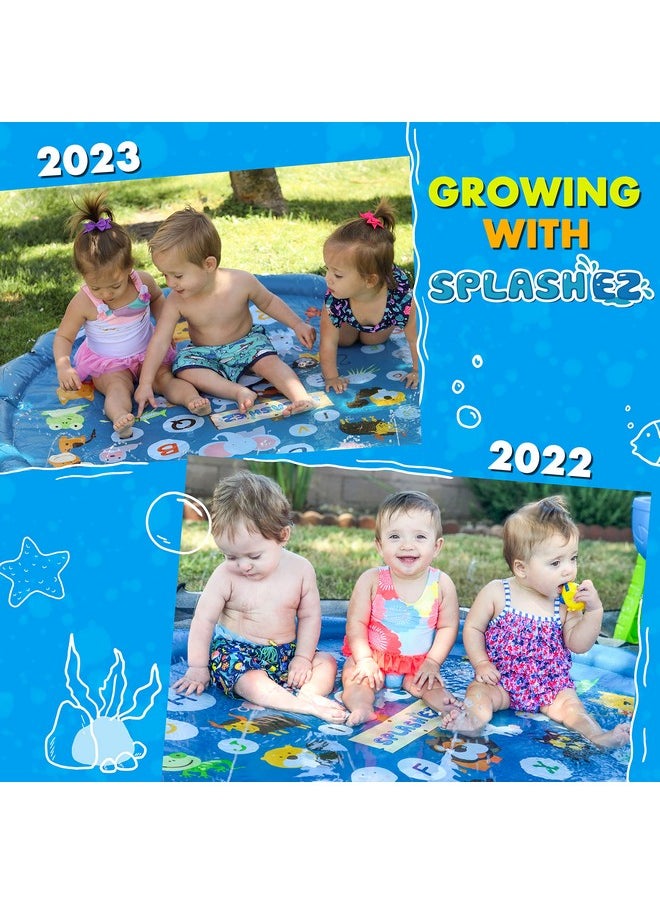 3-In-1 Splash Pad, Sprinkler For Kids & Baby Pool For Learning - Toddler Sprinkler Pool, 60’’ Outside Water Toys - “From A To Z” Outdoor Play Mat For Babies & Toddlers