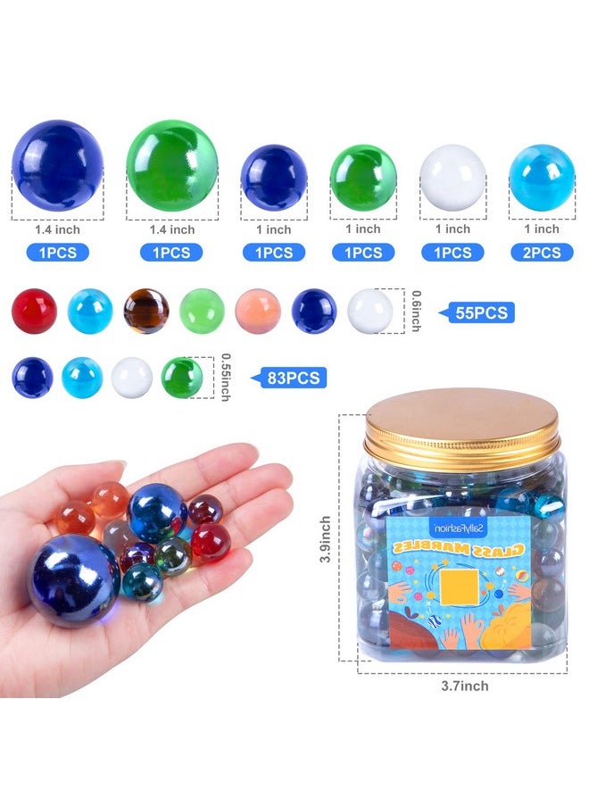 145Pcs Colorful Marbles Bulk, Glass Marbles With Marble Jar Assorted Sizes Marbles For Kids Marbles Game Marble Run Vase Fillers Fish Tank