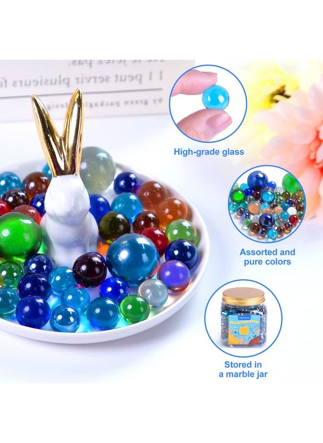 145Pcs Colorful Marbles Bulk, Glass Marbles With Marble Jar Assorted Sizes Marbles For Kids Marbles Game Marble Run Vase Fillers Fish Tank