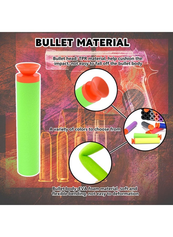 100Pcs 7.2Cm Refill Bullet Darts Compatible For Nerf Elite Series Blasters Kid Toy Gun - Green,Suction