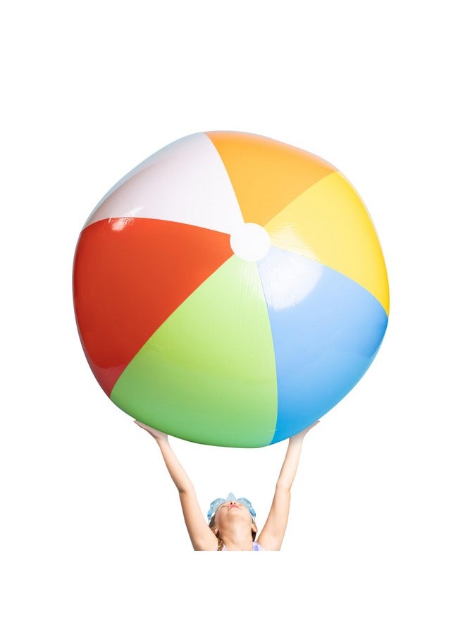 5 Foot Giant Beach Ball Large Beach Balls - Giant Pool Float Huge Rainbow Color For Kids, Oversized Blow Up Plastic Inflatable Beach Balls - Huge Beach Ball Giant Inflatable Balls