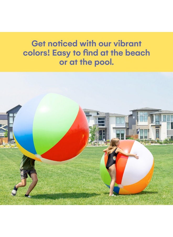 5 Foot Giant Beach Ball Large Beach Balls - Giant Pool Float Huge Rainbow Color For Kids, Oversized Blow Up Plastic Inflatable Beach Balls - Huge Beach Ball Giant Inflatable Balls