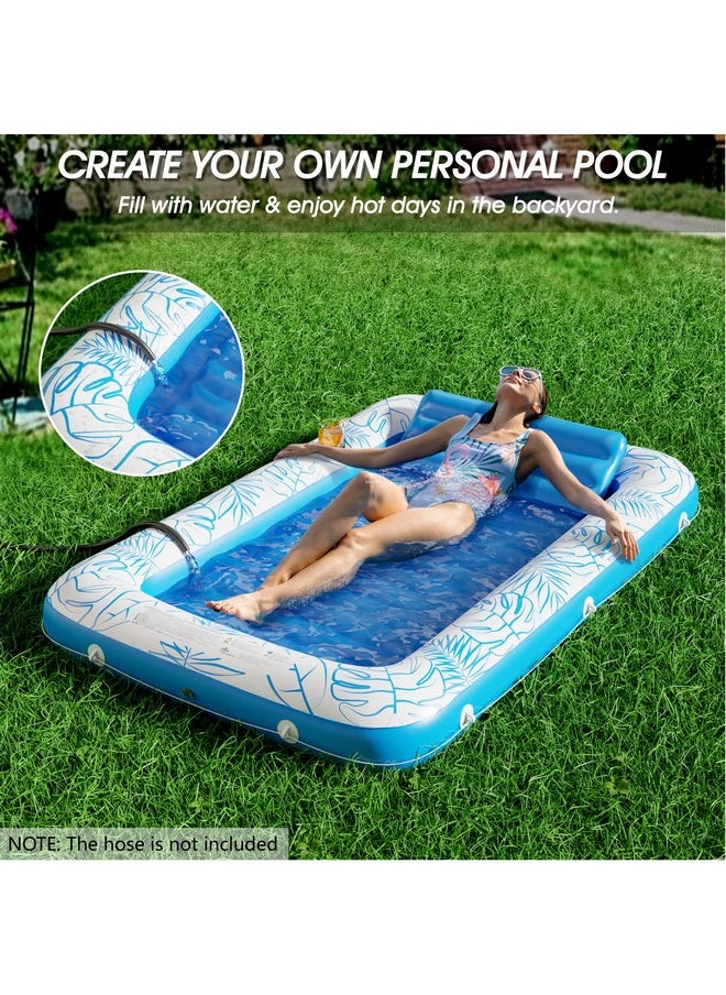 E Tanning Pool Lounger Float - Jasonwell 4 In 1 Sun Tan Tub Sunbathing Pool Lounge Raft Floatie Toys Water Filled Bed Mat Pad For Adult Blow Up Kiddie Pool Kids Ball Pit Pool (L)