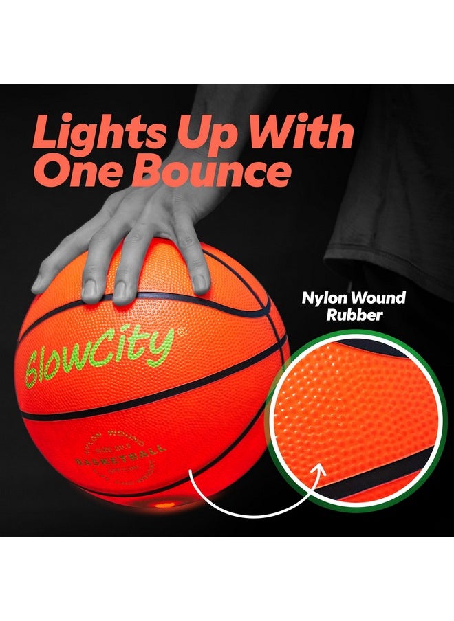 Glow In The Dark Basketball For Teen Boy - Glowing Red Basket Ball, Light Up Led Toy For Night Ball Games - Sports Stuff & Gadgets For Kids Age 8 Years Old And Up. Great Gift For Boys & Girls