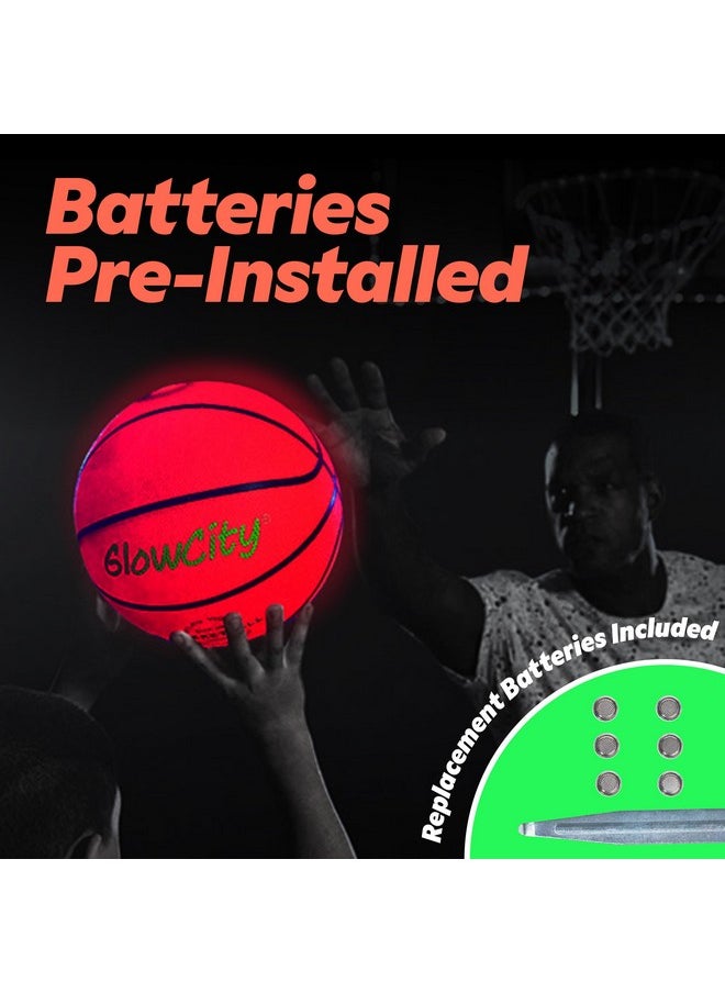 Glow In The Dark Basketball For Teen Boy - Glowing Red Basket Ball, Light Up Led Toy For Night Ball Games - Sports Stuff & Gadgets For Kids Age 8 Years Old And Up. Great Gift For Boys & Girls