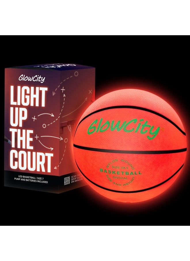 Glow In The Dark Basketball For Teen Boy - Glowing Red Basket Ball, Light Up Led Toy For Night Ball Games - Sports Stuff & Gadgets For Kids Age 8 Years Old And Up. Great Gift For Boys & Girls